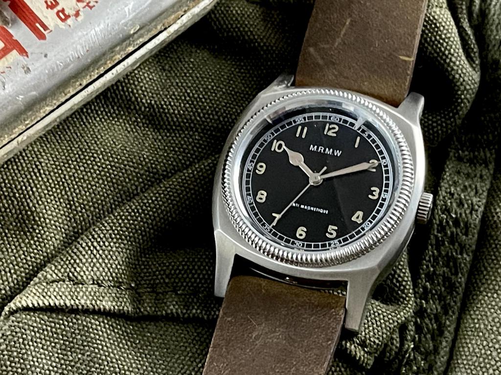 Имущество Военные часы Big Turtle с коричневым ремешком из натуральной кожи Crazy Horse M.R.M.W. Мужские 3-стрелочные