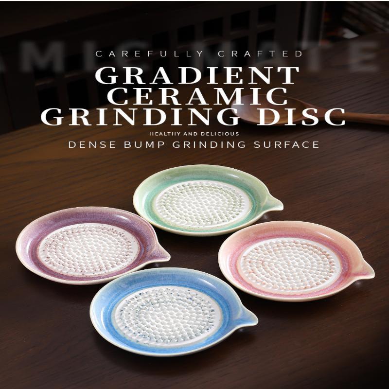 Japanese Style Ceramic Garlic Grater Plate Smooth Edge Porcelain Grater with Spout for Outdoor Camping Home Paste Making