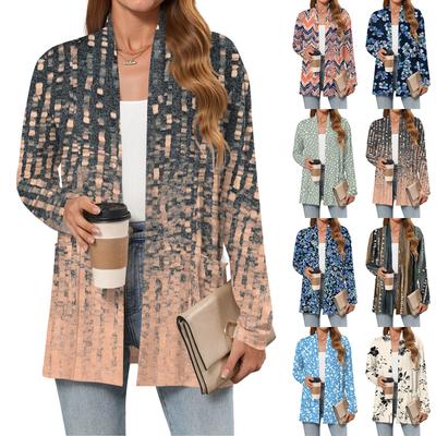 Женские легкие кардиганы с открытой передней частью, с длинными рукавами, повседневные, свободные, тонкие кардиганы с карманами
