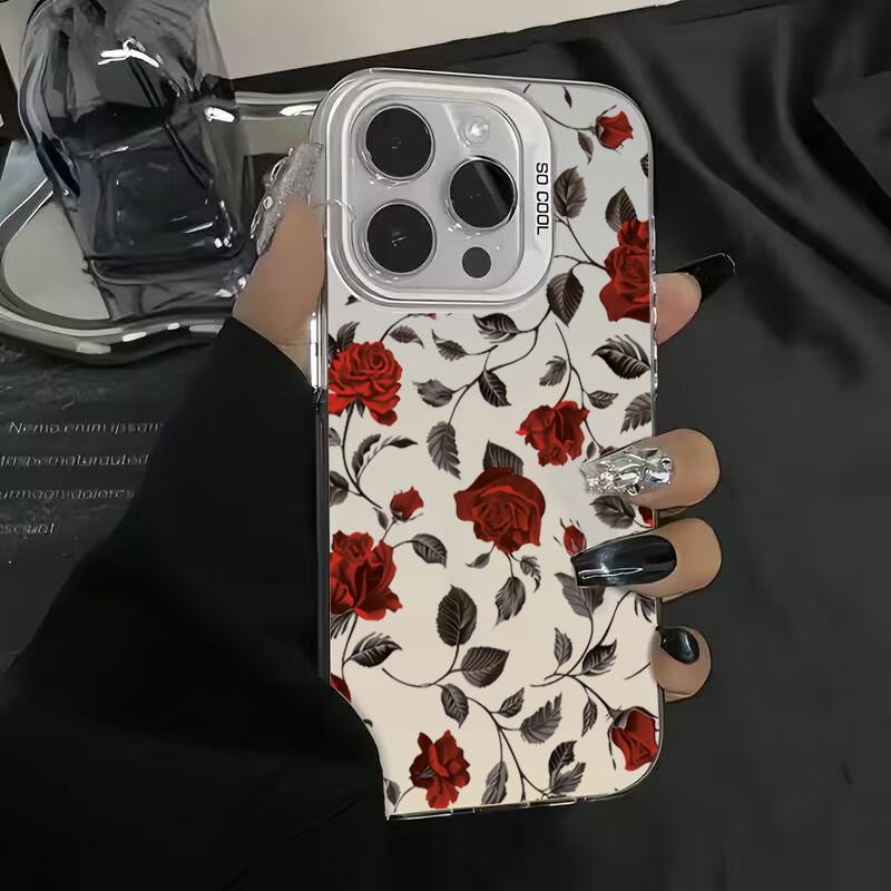 Retro Fashion Red Rose Matte Laser Phone Case For 13 12 11 Lite 14 13T 13 12T 12 Poco X6 X5 X3 F5 M6 Pro Shockproof Cover
