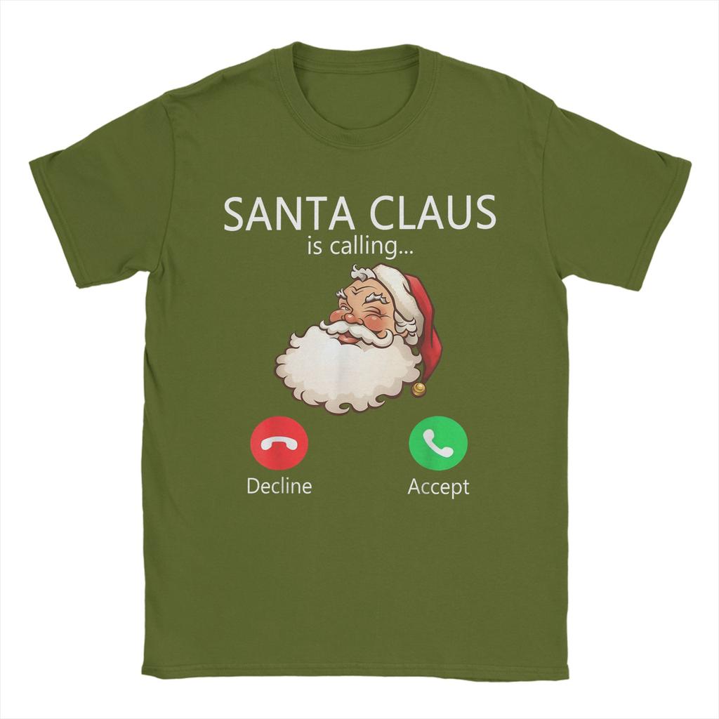 Mens T-Shirt Santa Claus is Calling Funny Christmas Holiday T Shirts Harajuku Summer Tees Y2K Funny Casual Clothes
