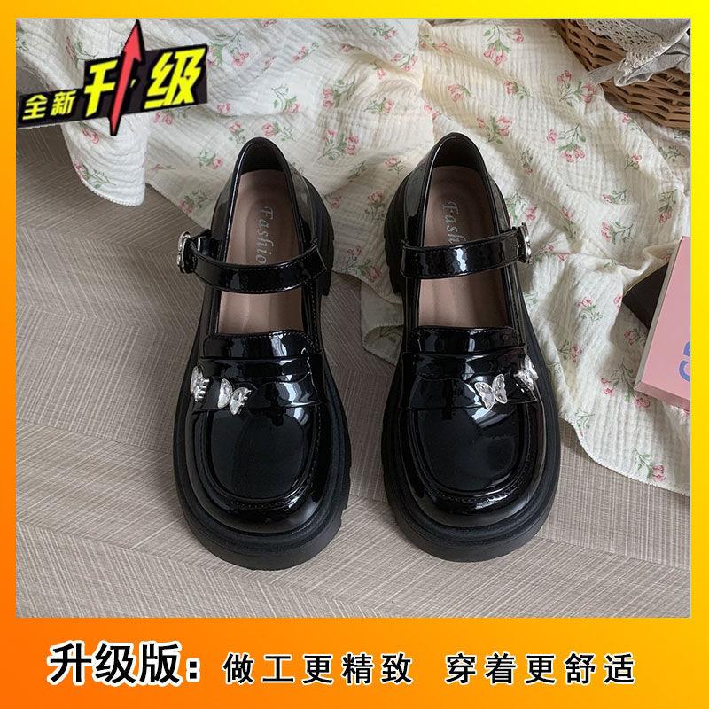 Shallow Mouth Sweet and Cool Mary Jane Single Shoes Women's Summer New Lightweight Butterfly British Style Shiny Thick-soled Small Leather Shoes