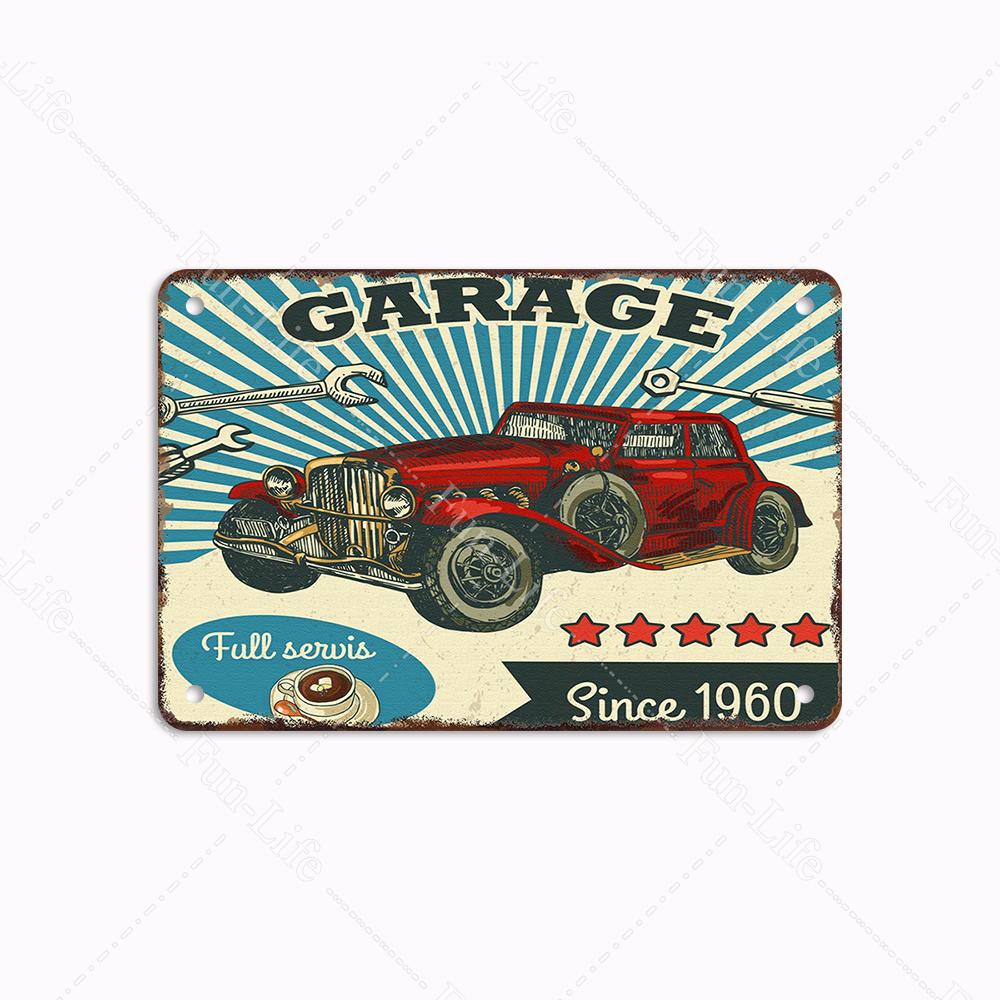 Гараж Классика Винтаж Красивая Девушка Металлическая Табличка Ретро Оловянная Вывеска Железная Живопись Бар Клуб Искусство Домашний Настенный Декор Плакат 20x30 см
