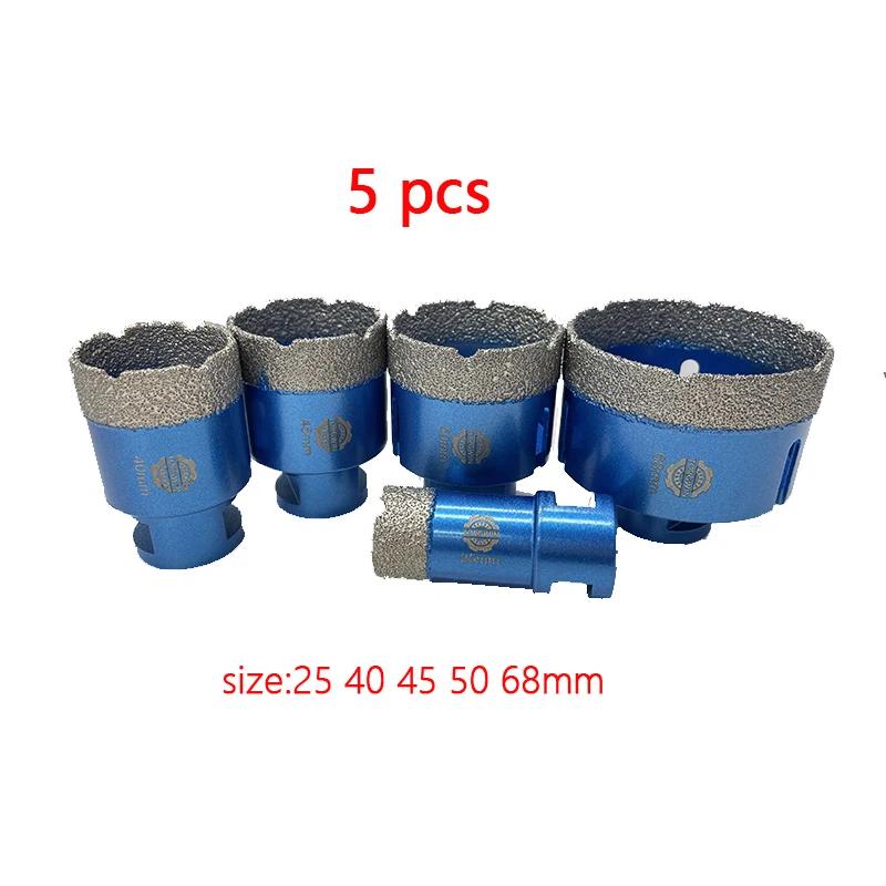 Набор алмазных сверл с резьбой M14 для сухой вакуумной пайки, керамическая плитка, кольцевая пила для гранита, мрамора, фарфора, кирпича, камня, 5 шт.
