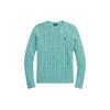 Polo Solid Color Long Sleeve Crew Neck Slim Fit Knit Sweater Women Sweater Light-Blue WMPOSWENC020772-999