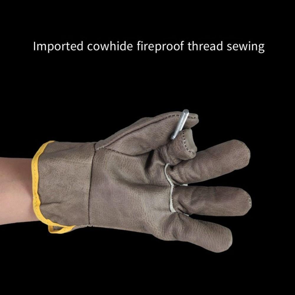 Кожаные термостойкие перчатки, огнестойкие рабочие безопасные перчатки, прочные сварочные перчатки на рабочем месте
