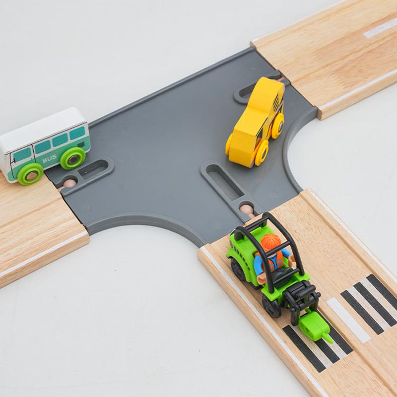 Wooden Train Tracks Beech Wood Road Bridge Railway Accessories Fit for Brand Wooden Tracks Toys for Children Birthday Gifts