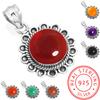 925 Sterling Silver Pendant Women Handmade Jewelry Friendship Day Gift Amber Amethyst Black Onyx Carnelian Garnet Quartz Green Onyx Gold Stone
