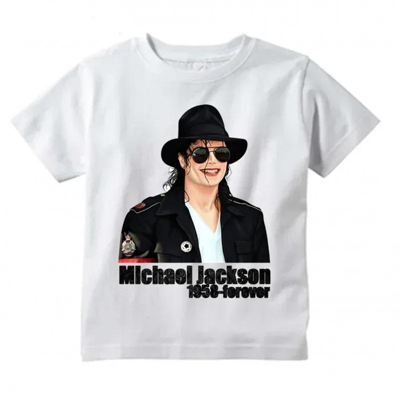 Графическая мужская и детская футболка Michael Jackson Y2K Высококачественный хлопок Повседневная летняя Рок-мода Короткий рукав Круглый вырез Футболка