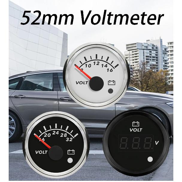 ELING Car Boat Yacht Truck Universal 52mm Voltmeter 8-16V 16-32V 9-32V Volt Gauge with 8 Colors Backlight and Alarm