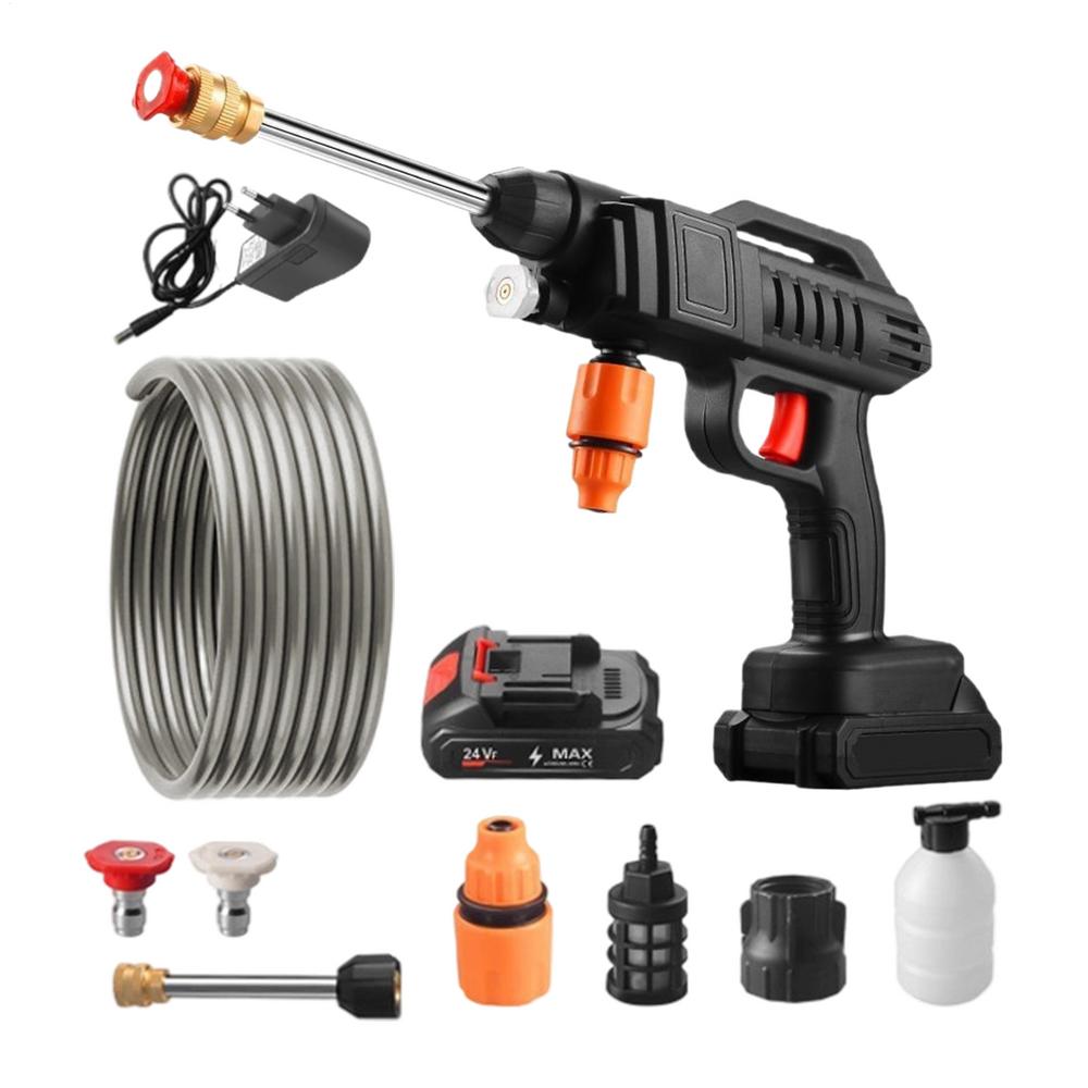 Портативная мойка высокого давления Наружный мощный очиститель Перезаряжаемая автомобильная мойка высокого давления с шлангом 16,4 фута для автомобиля, дома, сада, улицы