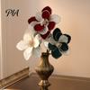 Fabric Flower Picks Christmas Glitter Magnolia Flower, Velvet Artificial Pick for Xmas Tree Embellishments and Vase, Faux Stem Ornament Holiday Party