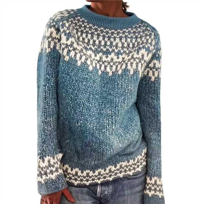 Womens Round Neck Pullover Sweater Loose Fit 3D Long Sleeve 2025 Fall Fashion