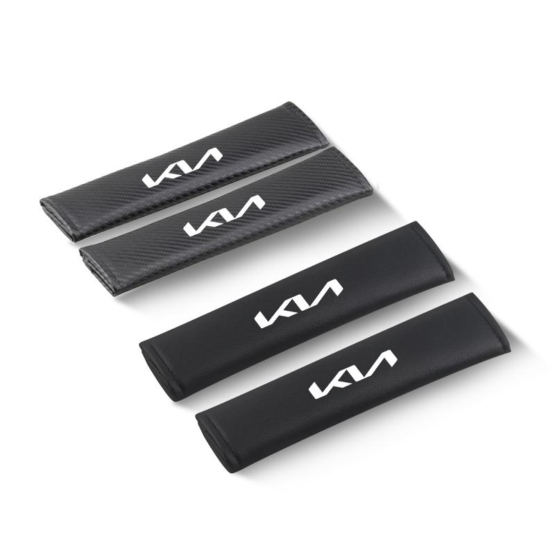NAQF7 1/2Pcs Carbon Fiber Car Seat Belt Cover Shoulder Pad Protector Cover Safety Belt Padding Pad Cushion For KIA K5 Rio Ceed Rio K2