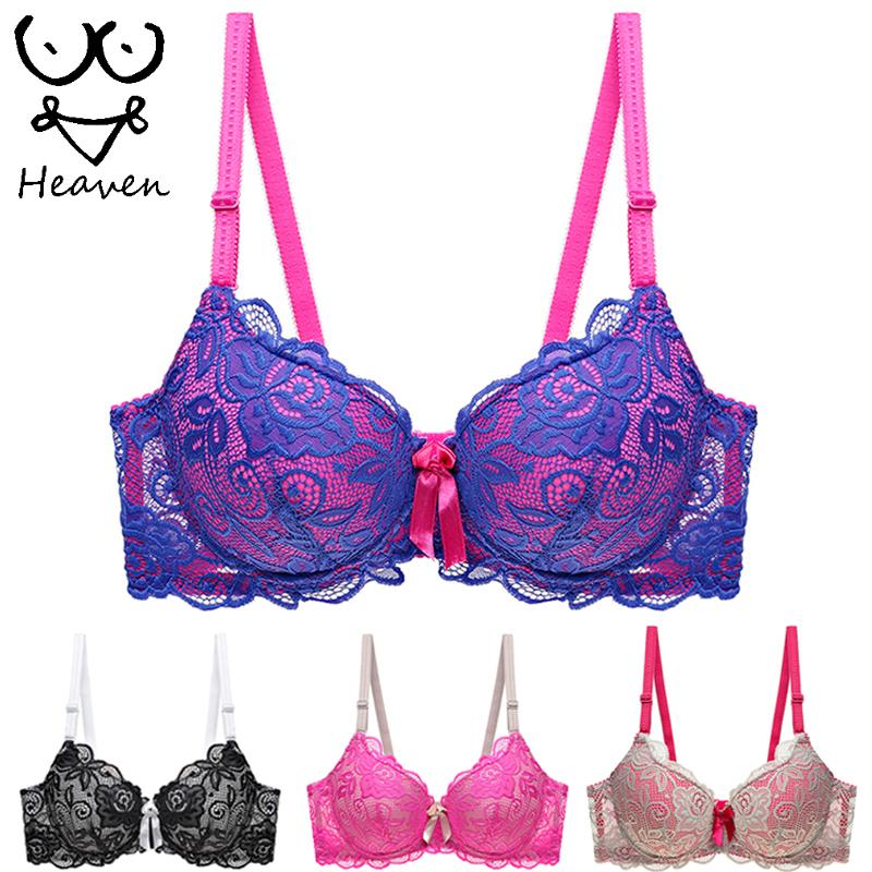 Plus Size Lace Bras for Women Sexy Lingerie Super Push Up Brassiere Girl Deep V Women's Bralette Underwear