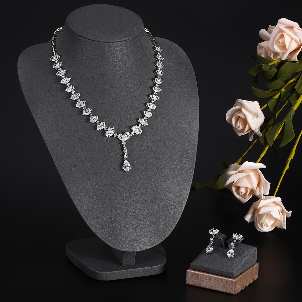 Ювелирные изделия в европейском и американском стиле, ожерелье с каплями воды из циркона, женственное свадебное платье, высококачественные свадебные украшения, комплект сережек-гвоздиков