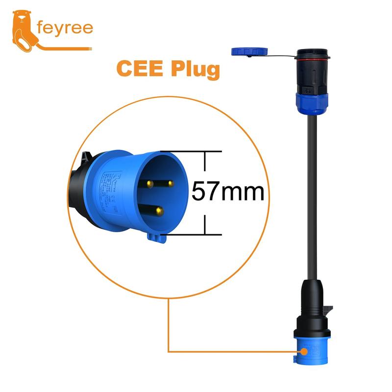 Feyree 7kW Portable EV Charger Replaceable Power Side Plugs Compatible with Multi-Country Charging Standard for Universal Use