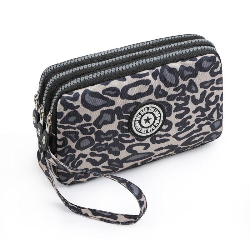 2023 Waterproof Women's Three-layer Zipper Coin Wallet Cosmetic Bag Canvas Women Purse Clutch Women's Purse Best Phone Wallet
