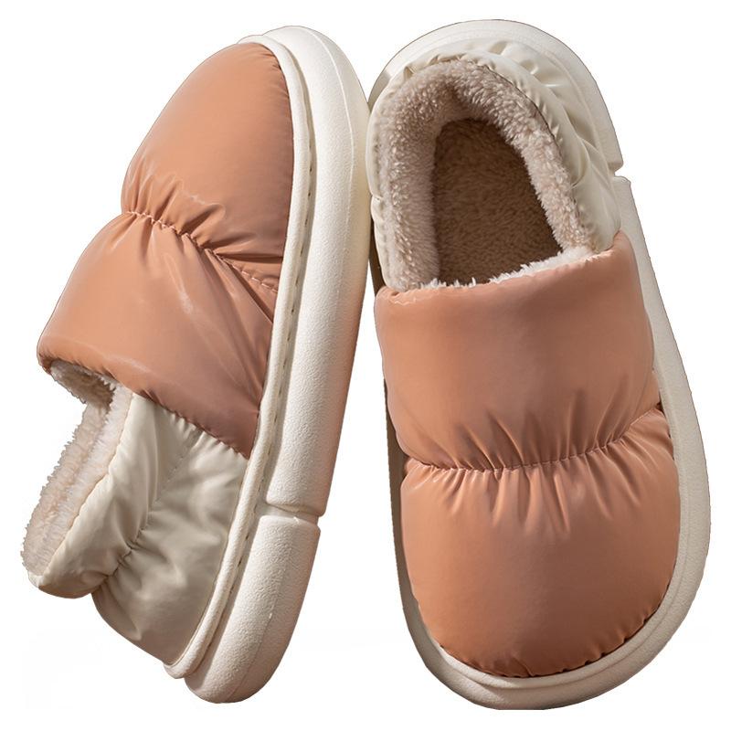Хлопковые тапочки зимние сумка каблук бархатные домашние для тепла толстая подошва водонепроницаемые пуховые хлопковые туфли для улицы