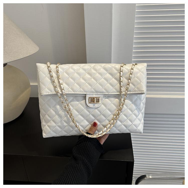 Текстурированная ромбовидная модная повседневная сумка-тоут большой емкости с цепочкой в иностранном стиле для женщин