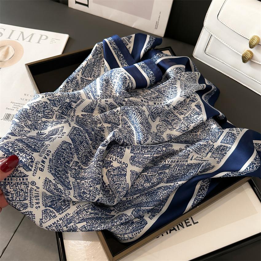 Новый литературный модный шарф-бандана из искусственного шелка 7070 см, квадратные шарфы для женщин, весна-лето, мягкий атласный шарф