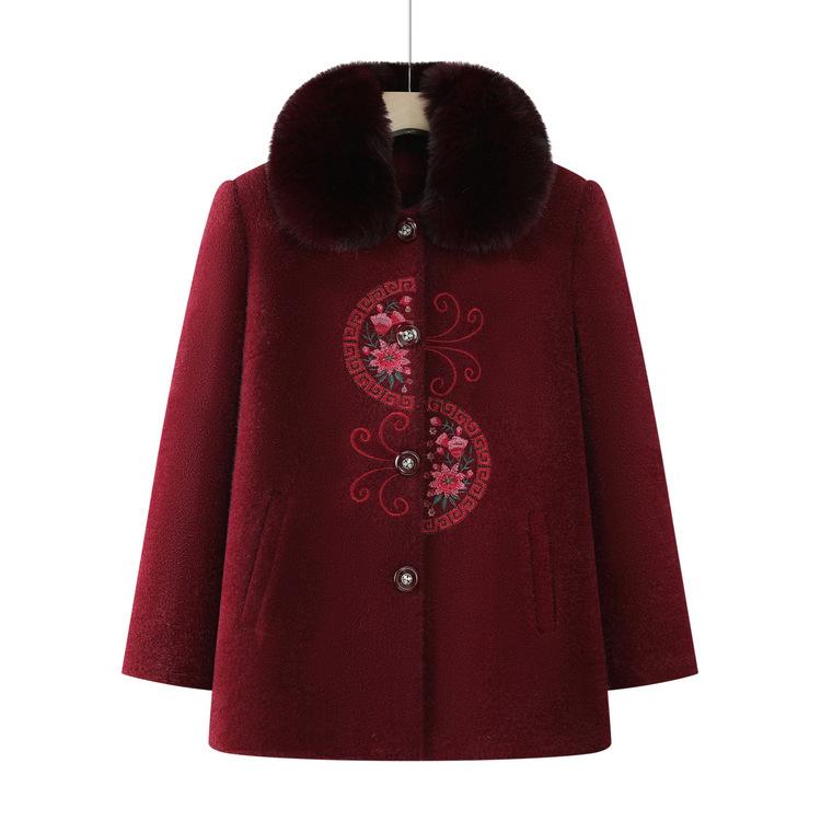 Зимнее пальто бабушки с плюшевой подкладкой, утолщенное из норковой шерсти, новый стиль, хлопковое пальто для мамы, пальто для среднего и пожилого возраста, осенне-зимнее