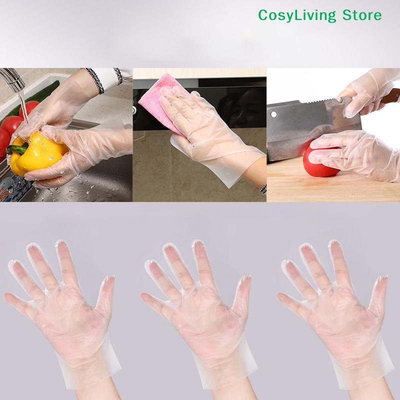 [CL] 50/100 шт. Безлатексные перчатки ТПЭ Одноразовые перчатки Прозрачные Нескользящие Кислотостойкие Рабочие Безопасность Пищевой класс Бытовые чистящие перчатки