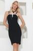 Women's Dress New Season Fashion Black Thread Strap Dress with Ribbed Collar and Bow