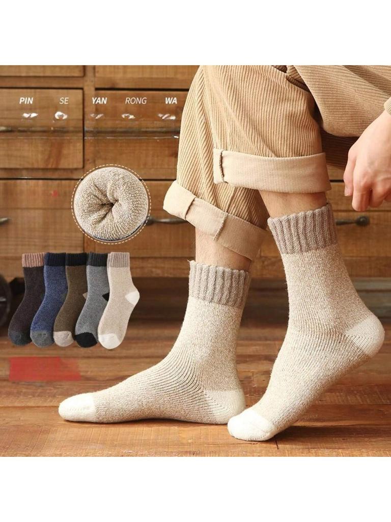 Wool Socks Men Thick Winter Cashmere Vintage Harajuku Style Long Warm Sock Comfortable Male Husband Gift