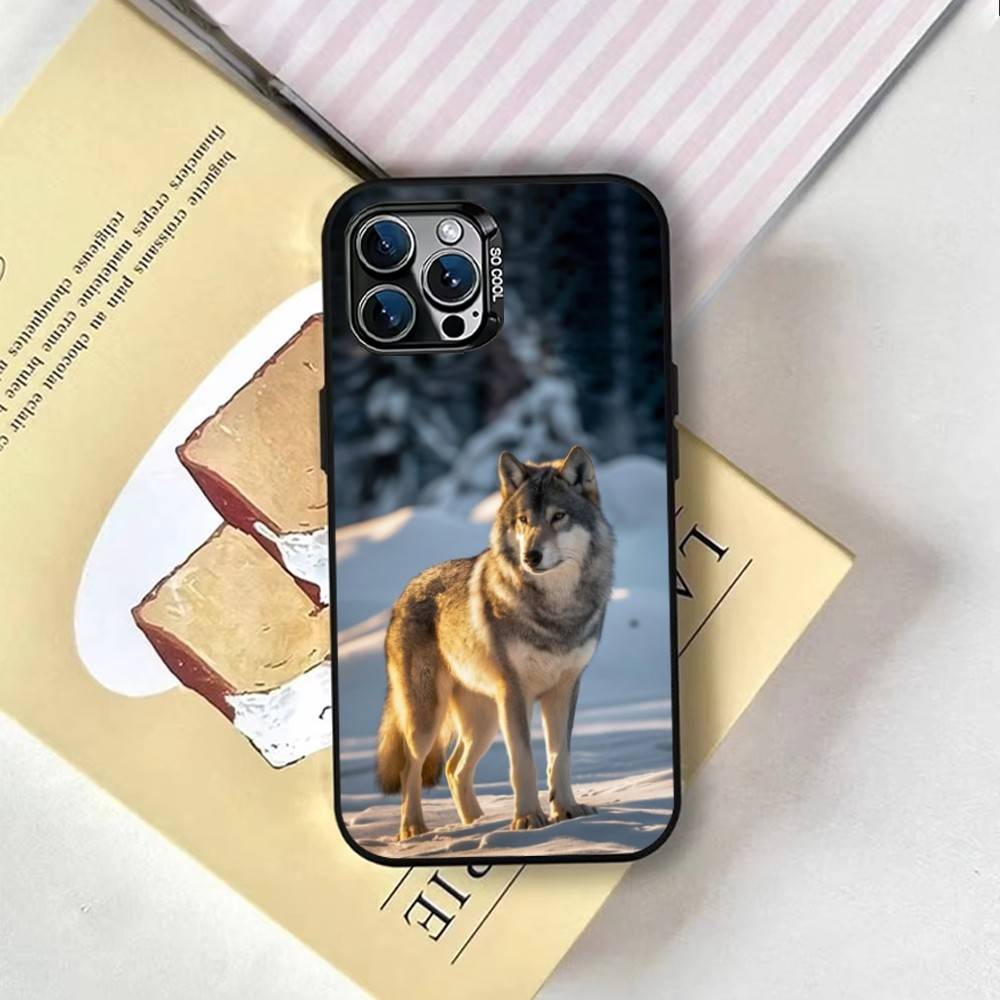 Wolf Animals Cool Phone Case For iPhone 17,16,15,14,13,12,11 Plus,Pro Max,XS,Colored Silver Plated Inside Cover