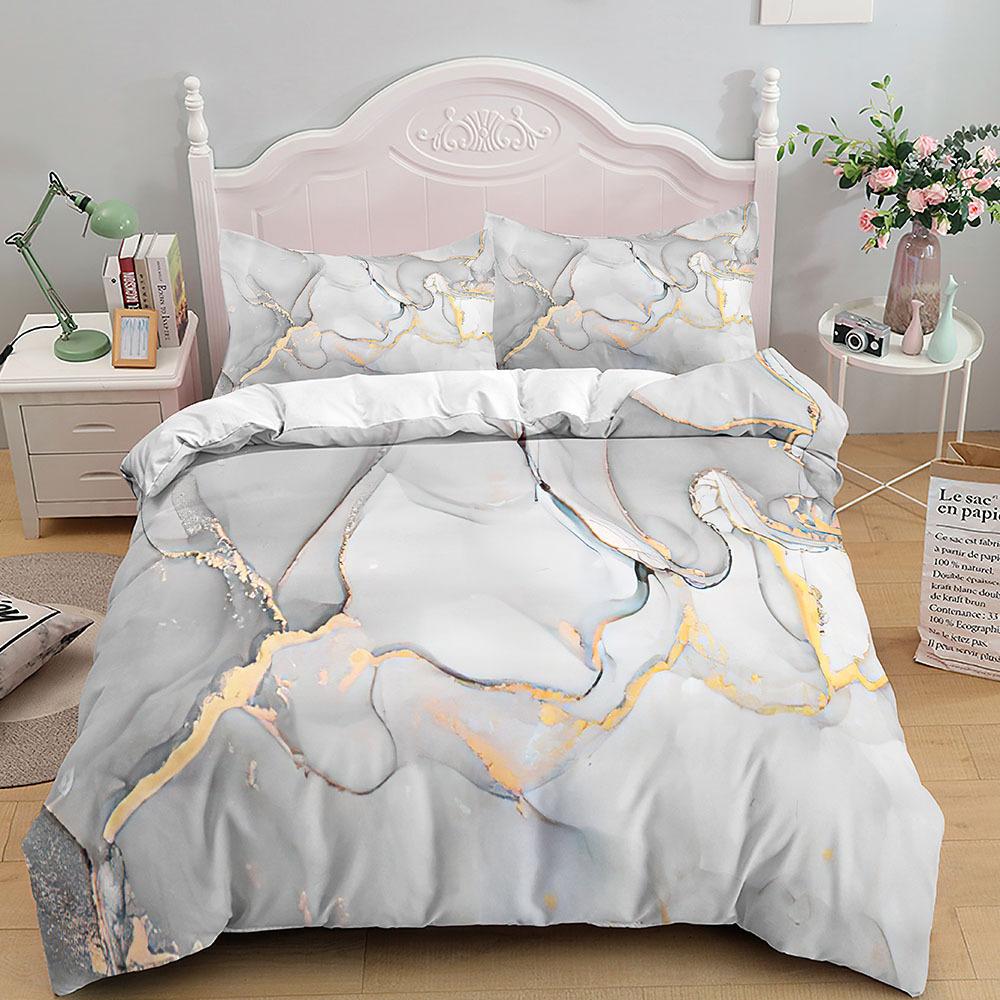 Мраморный комплект постельного белья King/Queen Size, серое золото, мраморный пододеяльник для мужчин и взрослых, современное абстрактное искусство, Tie Dye, готический мягкий пододеяльник