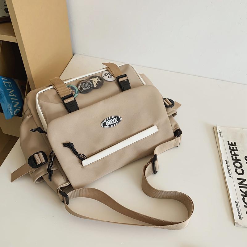 Студенческая сумка-мессенджер, однотонная мужская сумка через плечо, большая вместительная женская сумка через плечо