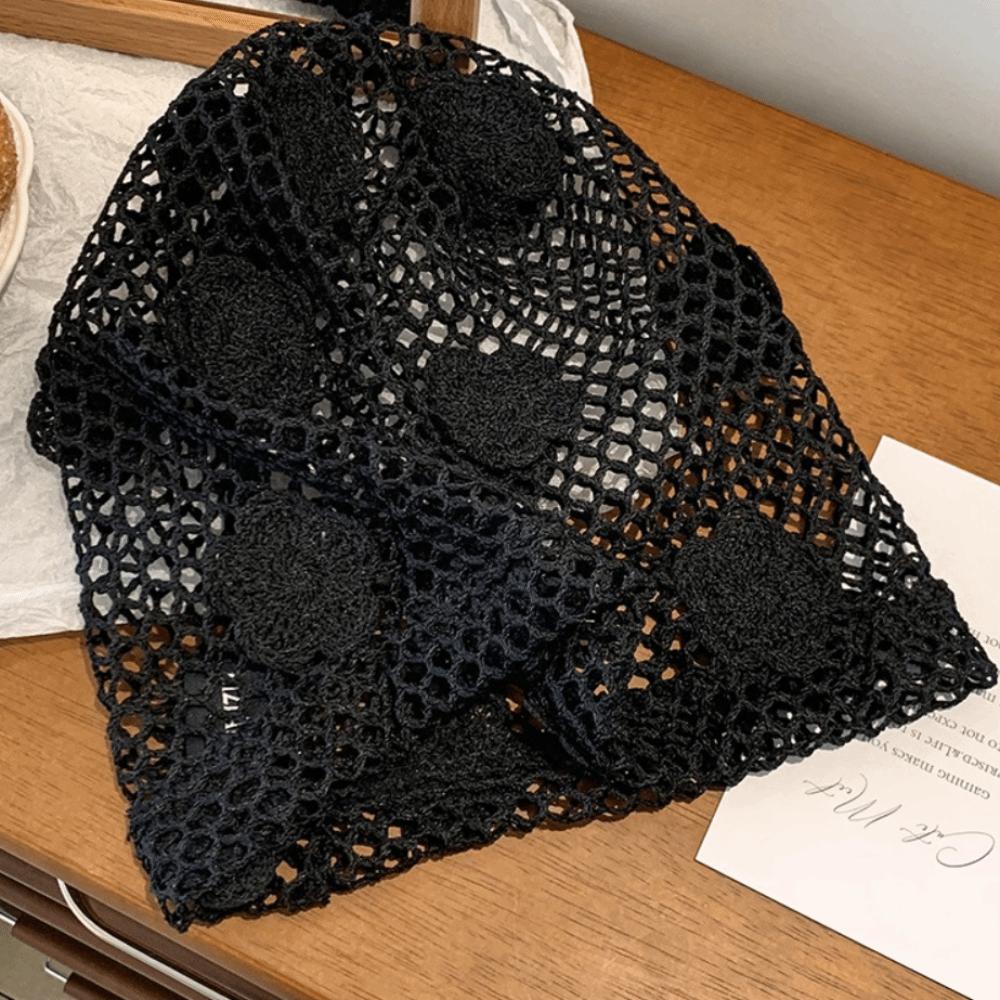 Cute Crochet Flower Hat Handmade Flower Knitted Hat Casual Weave Cap  Outdoor