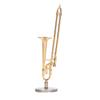 Dollhouse Trombone Model Simulation Brass Gold Plated Miniature Dollhouse Instruments Model for