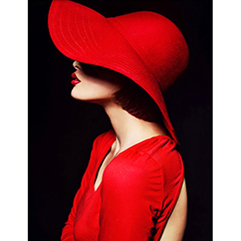 Full Round DIY 5D Diamond Painting Red and Black Diamond Embroidery Cross Stitch Woman Rhinestone Mosaic Home Decoration