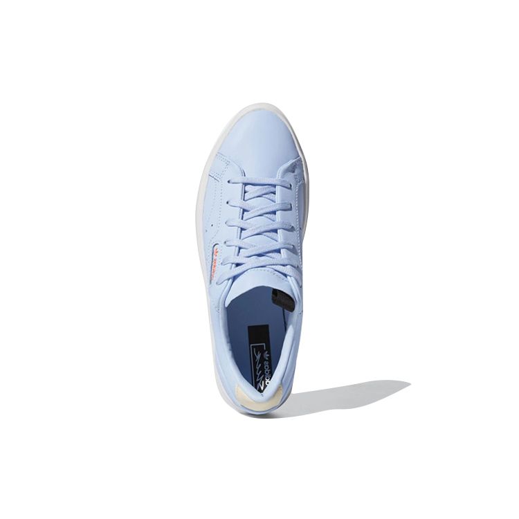 Adidas Originals Sleek Super Synthetic Leather Fashion Slip-Resistant Lightweight Breathable Low-Top Skate Shoes Women Sneaker Blue EE4504