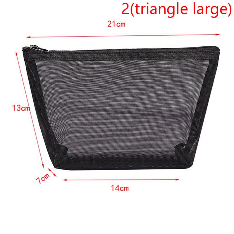 1Pc Black Transparent Mesh Makeup Case Organizer Storage Pouch Casual Zipper Toiletry Wash Bag Make Up Women Travel Cosmetic Bag