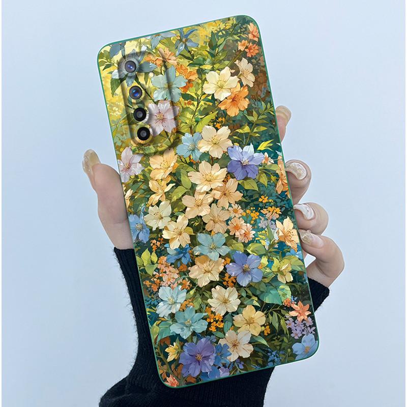 Чехол для телефона Realme 6 Чехол Realme 6s Модный Простота Масляная живопись Цветок Мягкий Жидкий силикон Оболочка Для Realme 6 Pro Funda