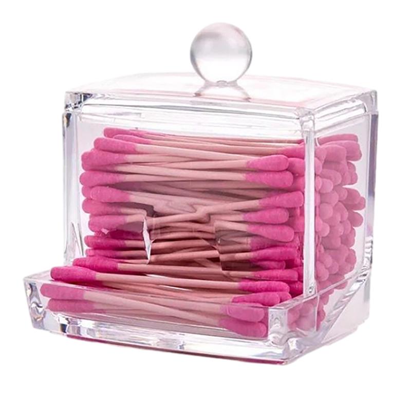 Acrylic Cotton Swabs Storage Holder Box Portable Transparent Makeup Cotton Pad Cosmetic Container Jewelry Organizer Case