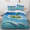 Пододеяльник Dolphin Ocean King Queen Милый 3D Постельный комплект с морскими животными для детей, подростков, взрослых Косяк рыб Синий 2/3 шт.