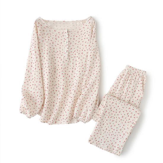 Пижама Yoru из чистого хлопка Skinny Five Little Cherry с круглым вырезом, 3 типа, выберите 1