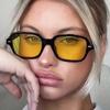Vintage Square Sunglasses Women Fashion Rectangle Yellow Sun Glasses Male Female Retro Rivet Eyeglasses Uv400