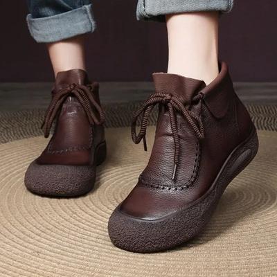 Мода 2024 года, горячая распродажа обуви для женщин, женские ботинки на шнуровке, зимние римские ботинки с круглым носком, короткие бочонки на низком каблуке, большие размеры, ботинки Zapatos Mujer