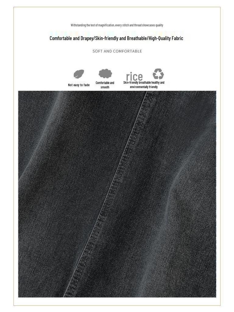 Нишевая миди-юбка А-силуэта с высокой посадкой из денима - Черно-серая, прямого кроя, с необработанным краем, для женщин