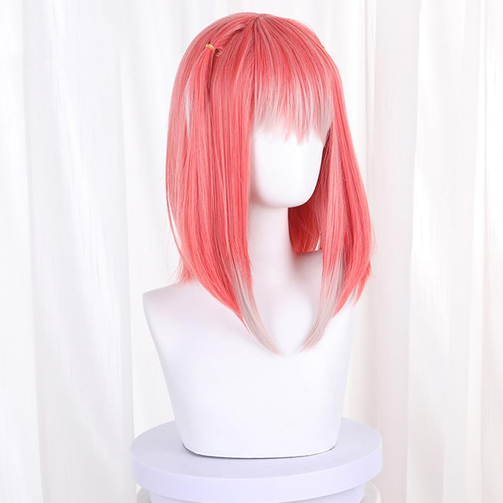 LAOBAO Nino Nakano Cosplay Pink and White Long Disguise Costume Accessory for School and Events Wig, Mesh, Twintails, Heat-Resistant, Wig, Parties,