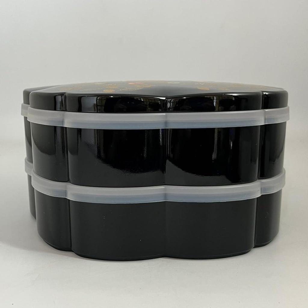 Mitani Yamanaka Lacquerware Jubako Cherry Hors Container Tupperware and Small M15404 (Flower Path) 7.5cm Blossom-Shaped Two-Tiered D'oeuvre (Includes