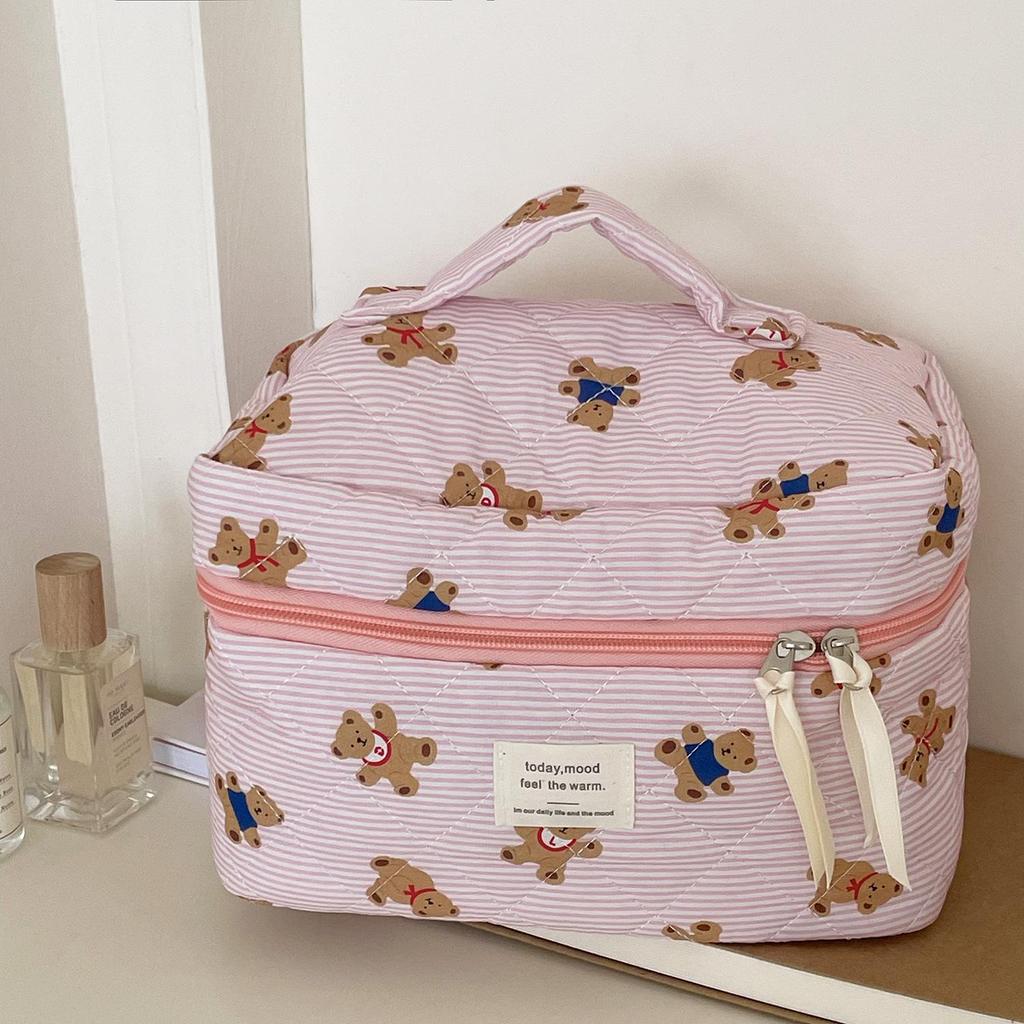 Striped Bear Cartoon Travel Cosmetic & Toiletry Bag