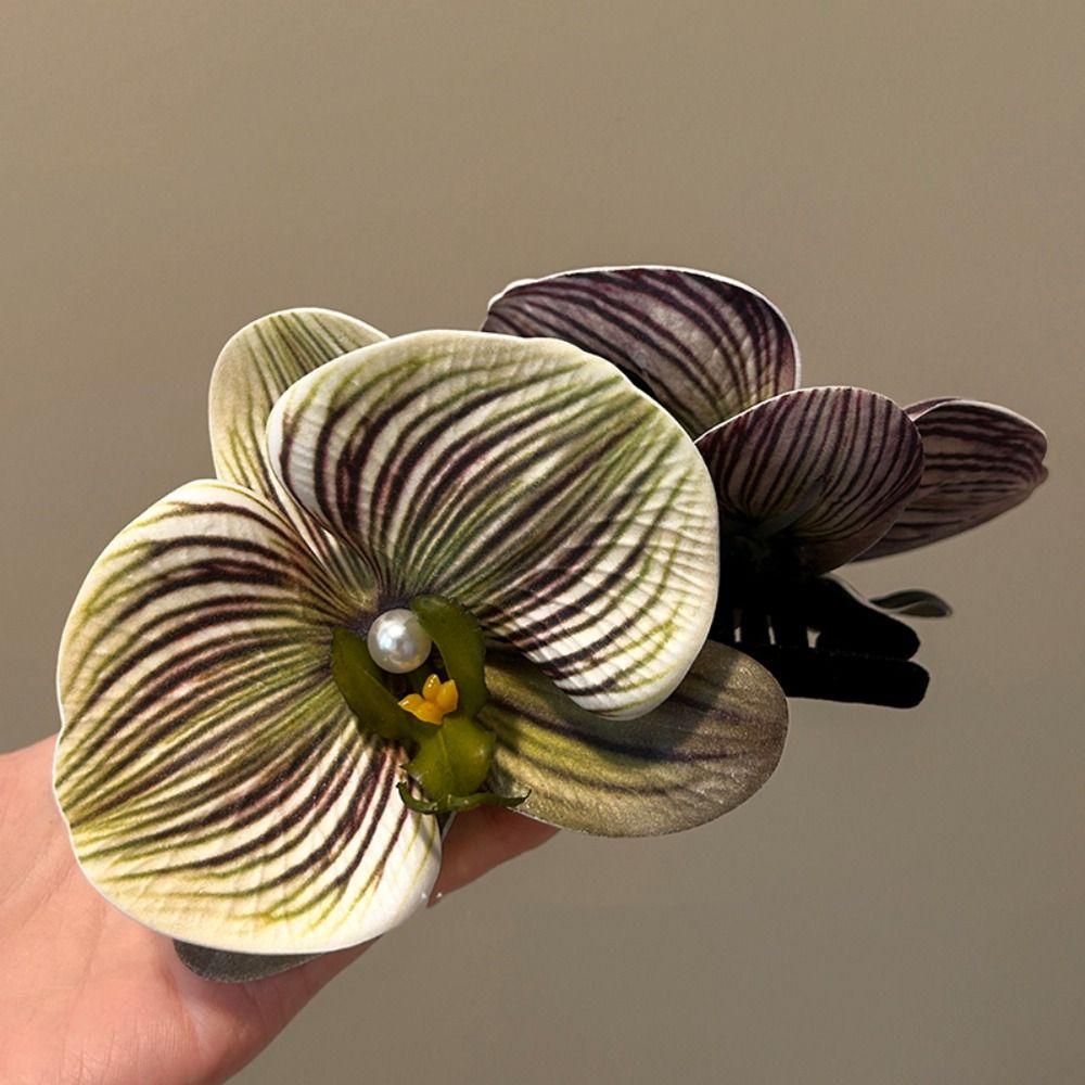 Butterfly Orchid Flower Hair Claw Bohemia Barrettes Large Shark Clip Cute Orchid Hair Clip  Beach