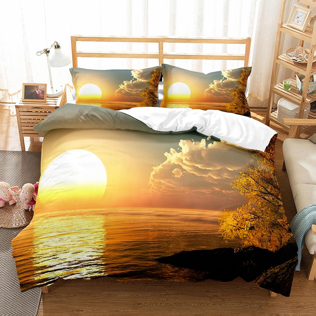 Sun Pattern Duvet Cover Set Double Single Full Size Bohemian Style Bedding Set for Teens Adults Bedroom Decor with Pillowcase