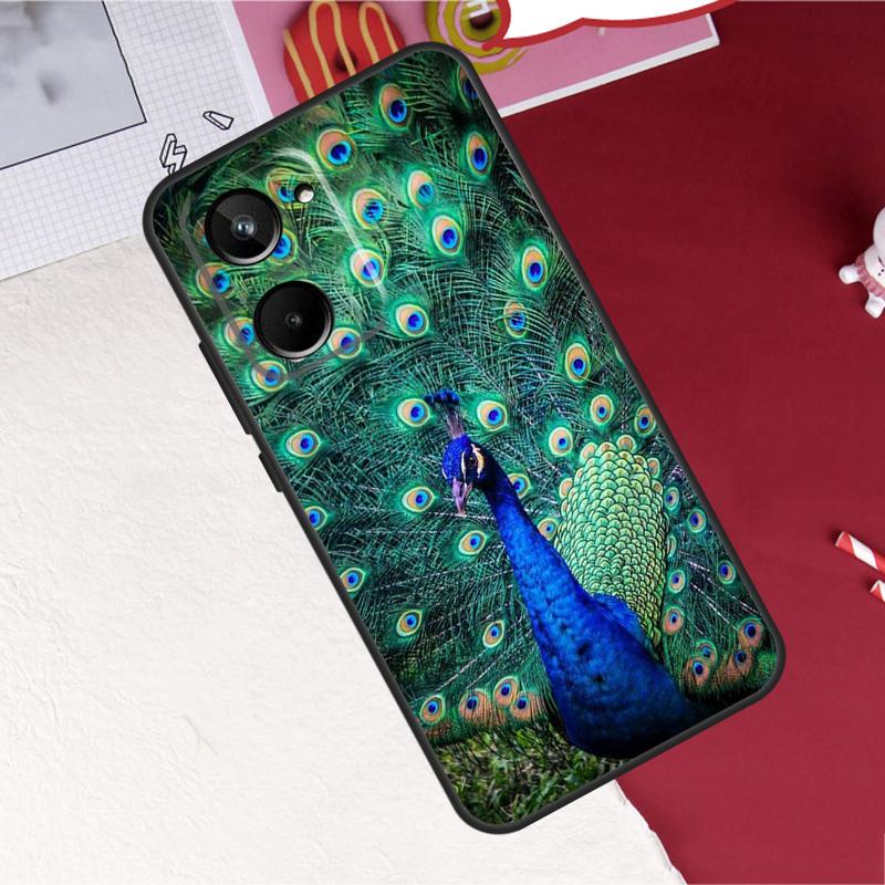 Чехол с узором «Павлин» для Realme GT7 Pro 15 10 11 12 13 14 Pro Plus C67 C65 C63 C61 C55 C53 C51 C35 C75 C71